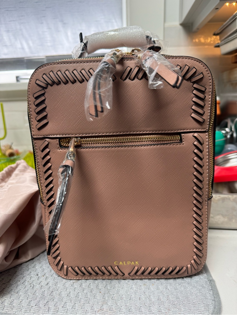 Calpak Kaya Mini Leather Backpack with Whipstitch Trim